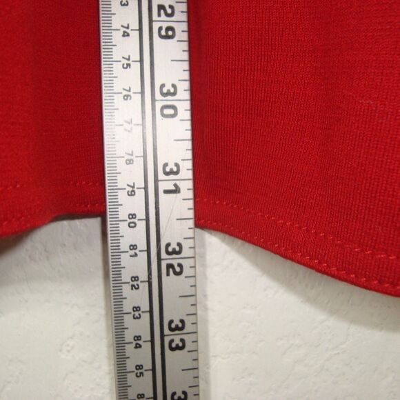 ST. JOHN Red Wool Blend V-Neck Poncho Cocoon Zip-Up Cardigan Sweater - Picture 5 of 10